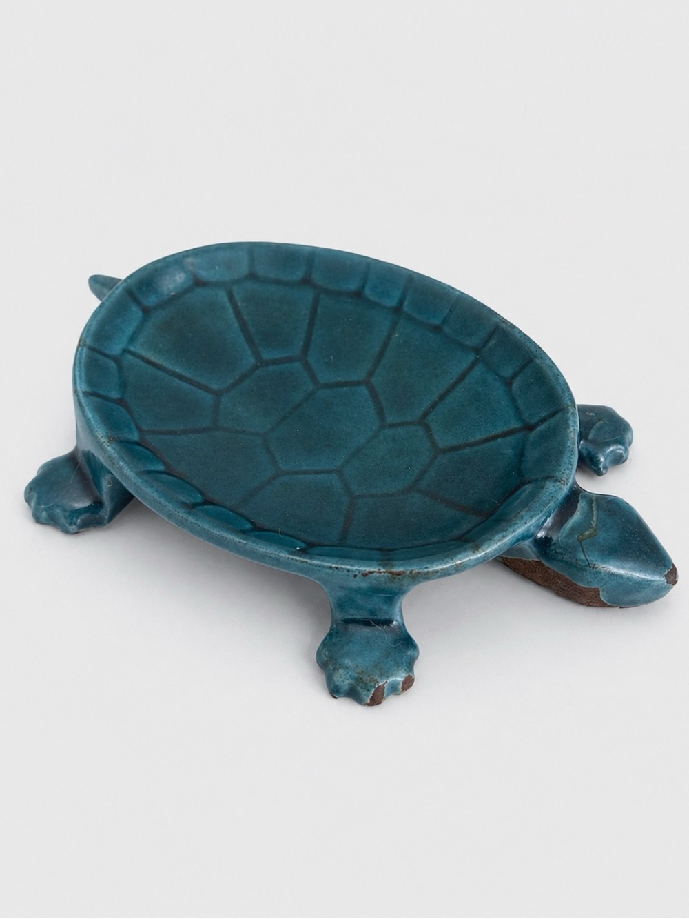 Vintage Cast Iron Turtle Trinket / Soap Dish in Teal, France